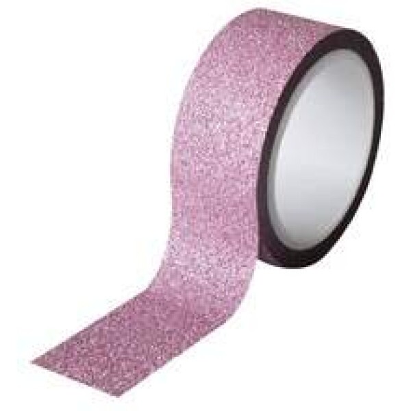 Fita Adesiva Decorada com Glitter Rosa 2 rolos c/ 3 metros