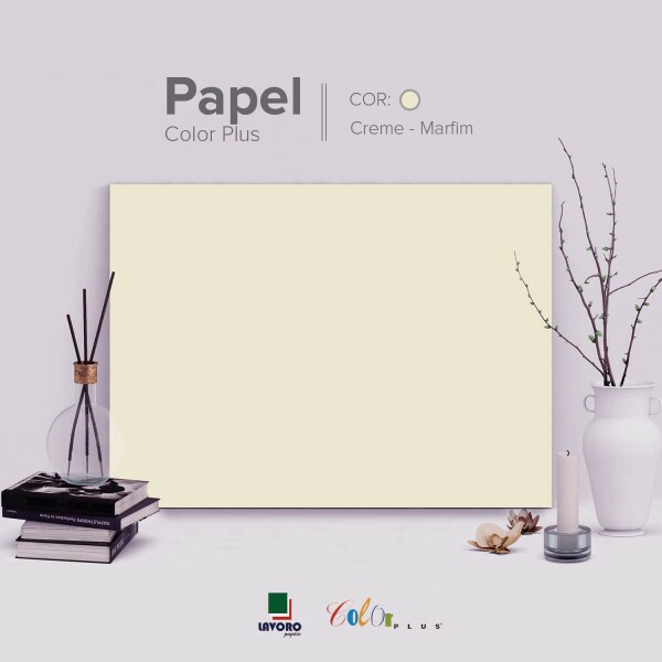 Papel Color Plus 180g 30x60 - Creme (Marfim) - 21 Folhas