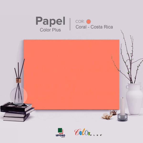 Papel Color Plus 180g 30x60 - Coral (Costa Rica) - 21 Folhas