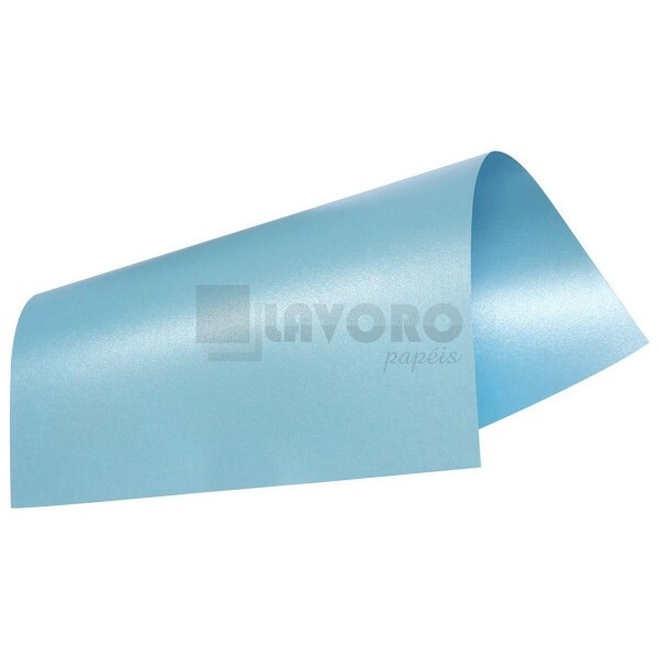 Papel Perolizado Criacor 180g A4 - P�rola Azul beb� - 27 Folhas