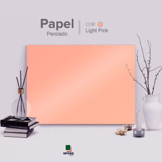 Papel Perolizado Light Pink 250g - 30,5x30,5 - 12 Folhas