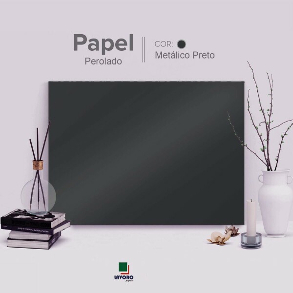 Papel Perolizado Metlico Preto 250g - A4 - 18 Folhas