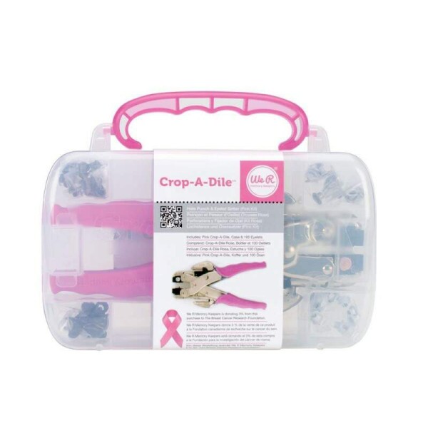 Kit Crop-A-Dile Pink com Estojo e 100 Ilhoses
