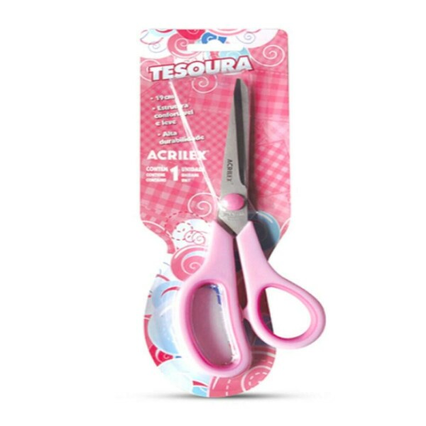 Tesoura Multiuso Rosa 19cm - Acrilex