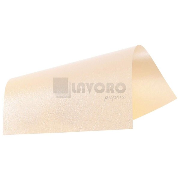 Papel Perolizado Criacor - Couro Marfim 180gr 30,5x30,5 - 18 Folhas