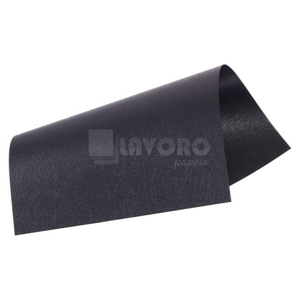 Papel Perolizado Criacor - Couro Preto 180gr 30,5x30,5 - 18 Folhas