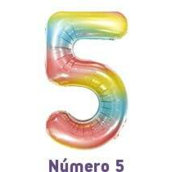 Bal�o Metalizado Arco-�ris - N�mero 5 16\' 40cm