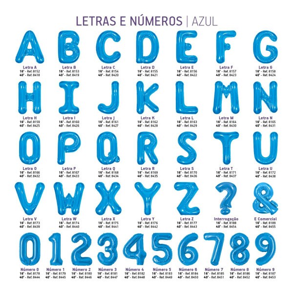 Balo Metalizado Azul - Letra B 16\' 40cm