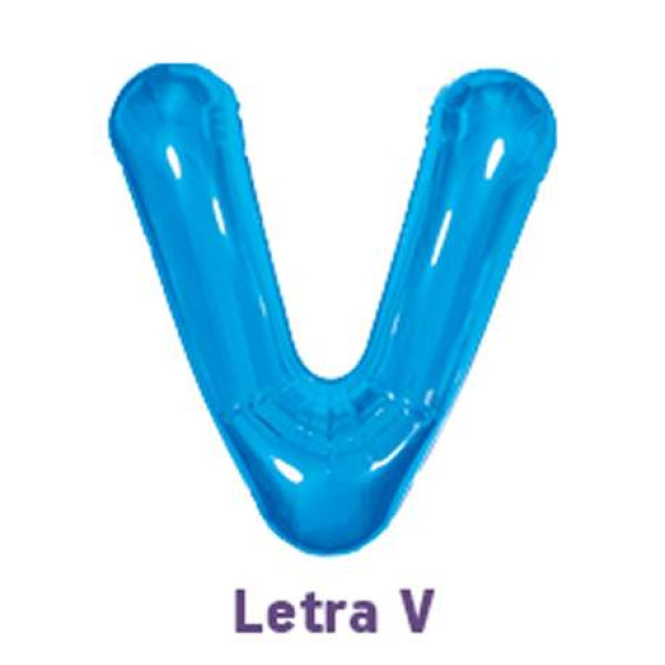 Bal�o Metalizado Azul - Letra V 16\' 40cm