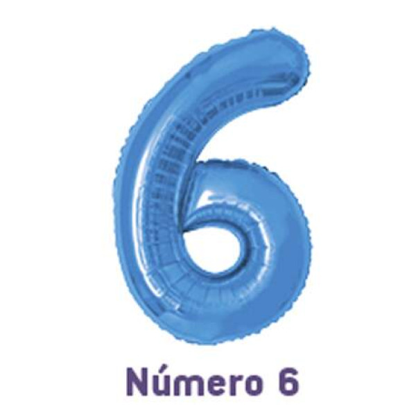 Bal�o Metalizado Azul - N�mero 6 16\' 40cm
