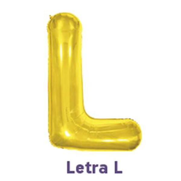 Bal�o Metalizado Dourado - Letra L 16\' 40cm