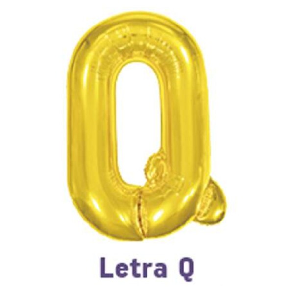 Balo Metalizado Dourado - Letra Q 16\' 40cm