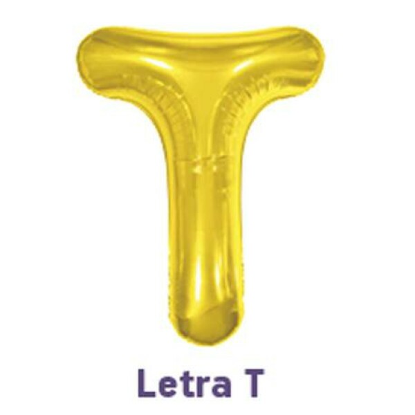Bal�o Metalizado Dourado - Letra T 16\' 40cm