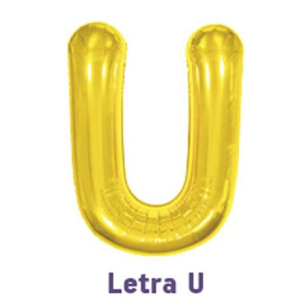 Bal�o Metalizado Dourado - Letra U 16\' 40cm