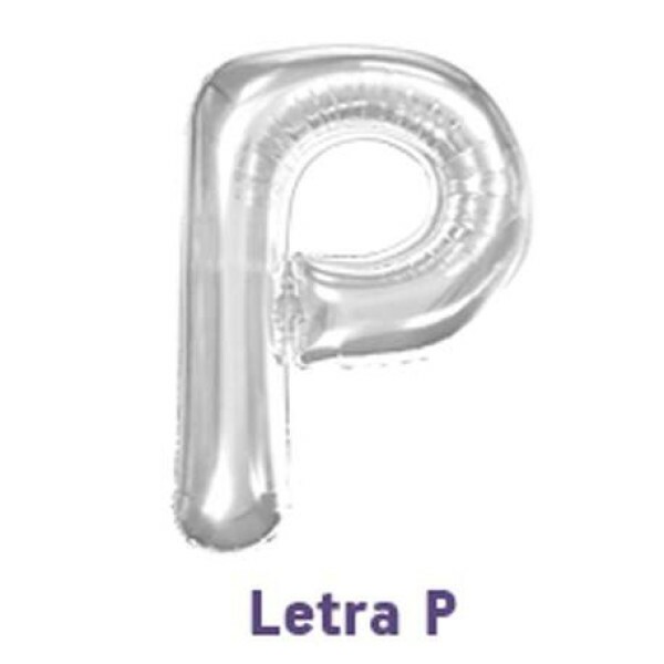 Balo Metalizado Prata - Letra P 16\' 40cm