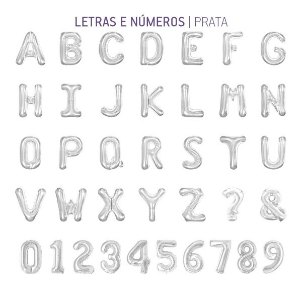 Balo Metalizado Prata - Letra P 16\' 40cm