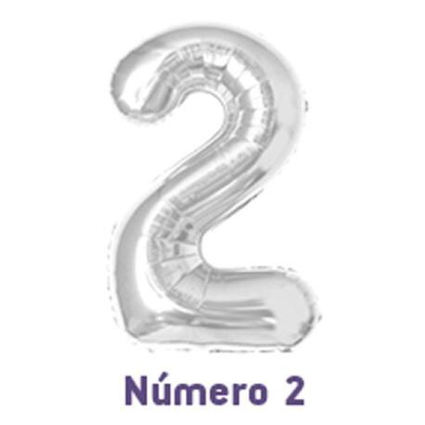 Bal�o Metalizado Prata - N�mero 2 16\' 40cm