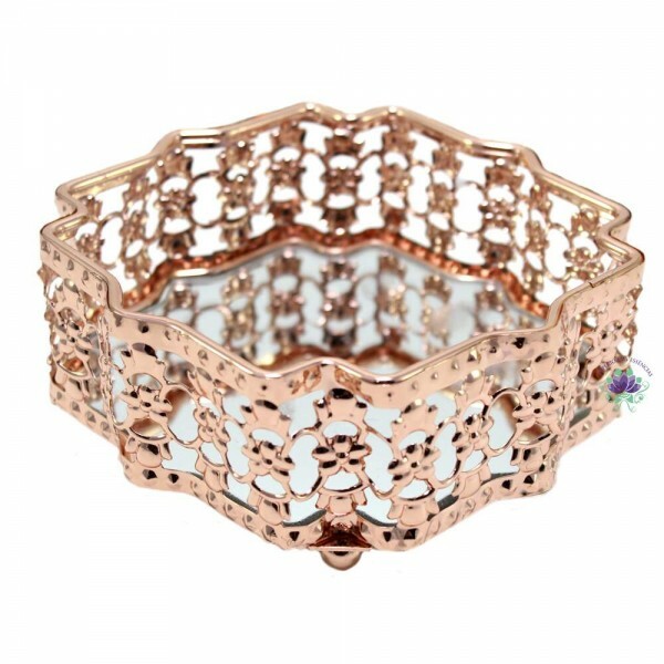 Bandeja Quadrada Espelhada Cora Rosé 15x15cm (1un)