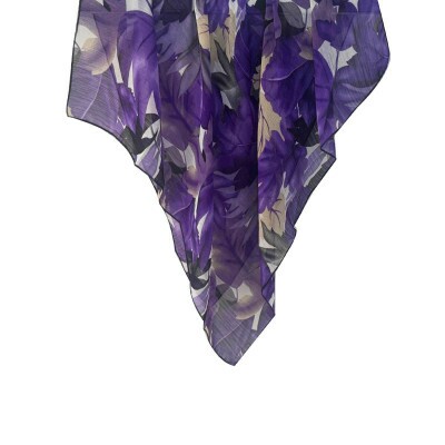 Len�o Floral Roxo e Preto de Satin (6641 Ev1-4)