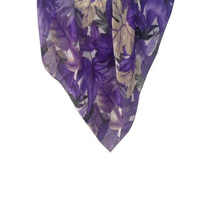 Len�o Floral Roxo e Preto de Satin (6641 Ev1-4)