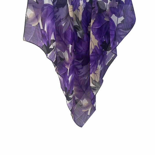 Len�o Floral Roxo e Preto de Satin (6641 Ev1-4)