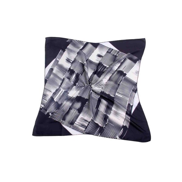 Len�o Abstrato Listrado Preto e Branco Toque De Seda (6636)