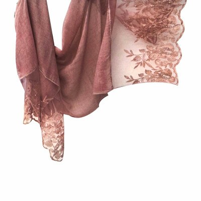 Echarpe Com Renda Rosa (6607)