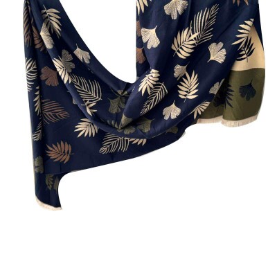 Pashmina Folhagem Azul Marinho (SKU 8961)
