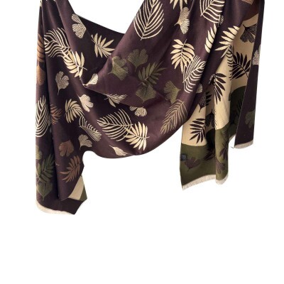 Pashmina Folhagem Marrom (SKU 8963)