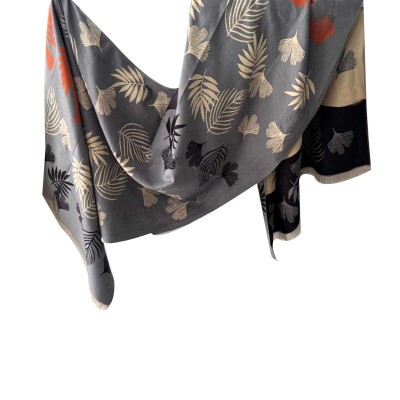 Pashmina Folhagem Cinza (SKU 8965)