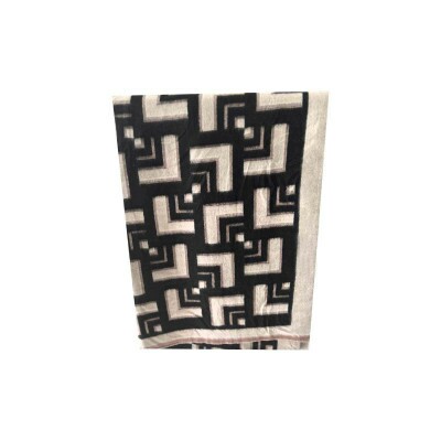 Pashmina Abstrata Preta e Creme (SKU 8998)