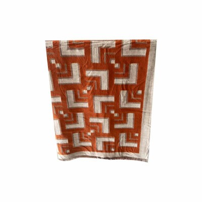 Pashmina Abstrata Alaranjado e Creme (SKU 8999)