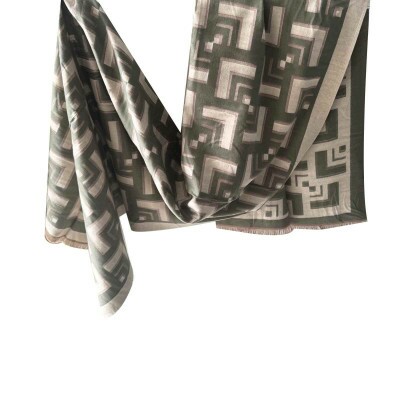 Pashmina Abstrata Verde Clara e Creme (SKU 9000)