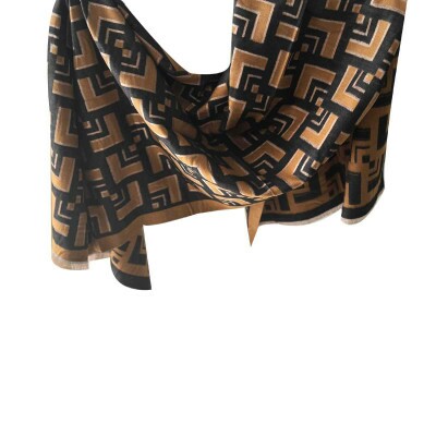 Pashmina Abstrata Bege e Preta (SKU 9001)
