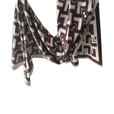 Pashmina Abstrata Marrom e Creme (SKU 9004)