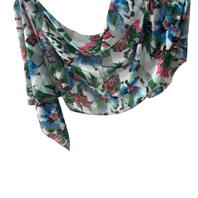 Echarpe Florada Azul e Rosa Devore (SKU 9030)