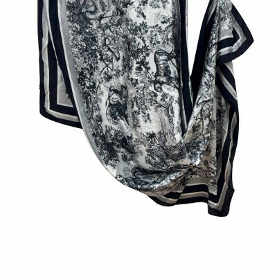 Pareo Floresta Preto e Off White (SKU 9069)