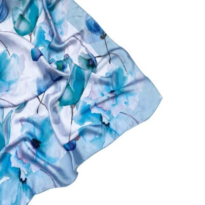 Len�o Floral Azul Claro Toque de Seda (SKU 7130)