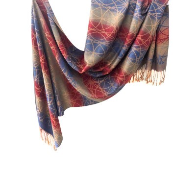 pashmina arabesco azul e vermelha 9130