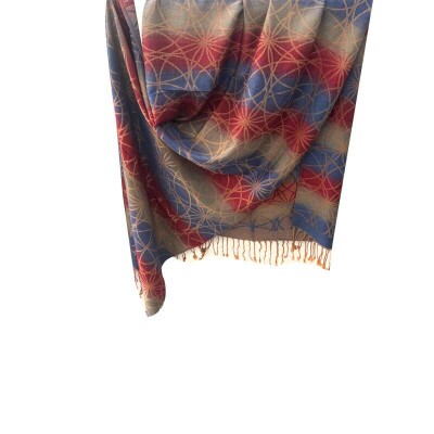 pashmina arabesco azul e vermelha 9130