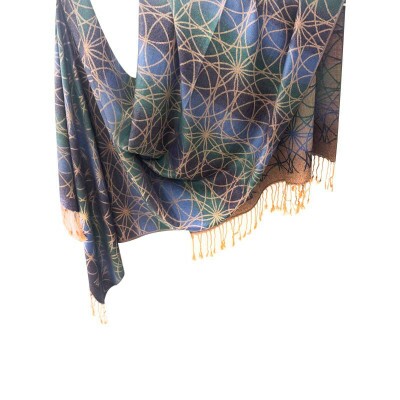 pashmina arabesco azul e verde 9132