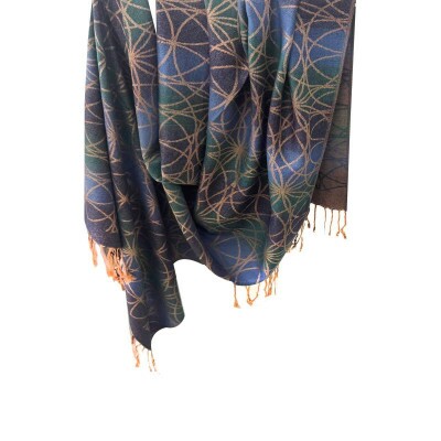 pashmina arabesco azul e verde 9132