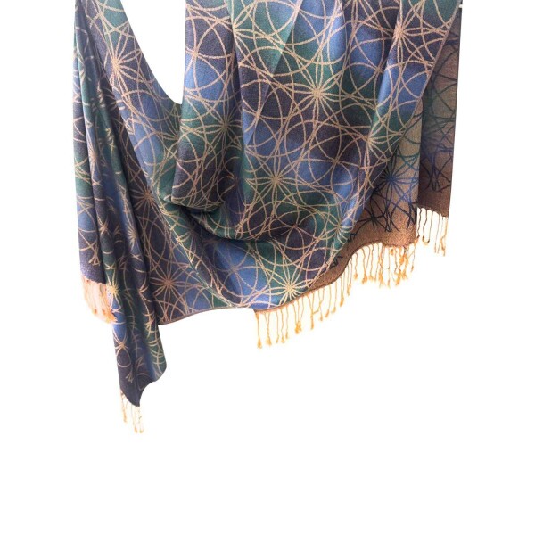 pashmina arabesco azul e verde 9132