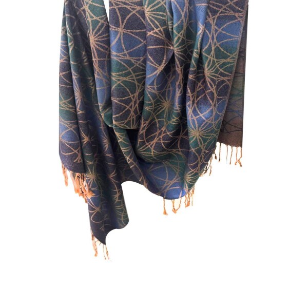 pashmina arabesco azul e verde 9132