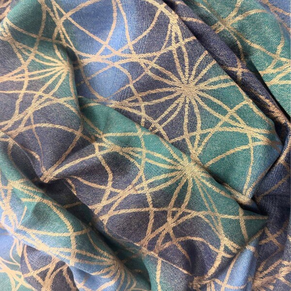 pashmina arabesco azul e verde 9132