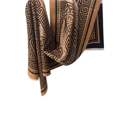 pashmina grega marrom e preta 9141