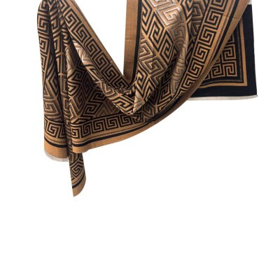 pashmina grega marrom e preta 9141