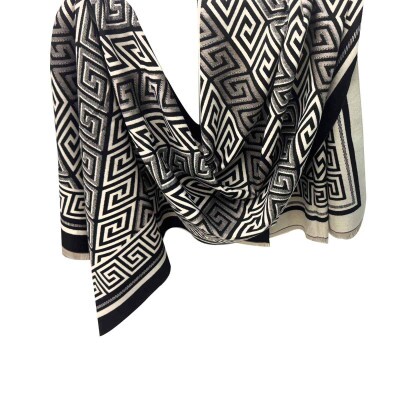 pashmina grega preta e branca 9140