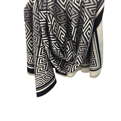 pashmina grega preta e branca 9140