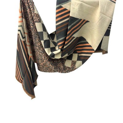 pashmina micropixel cinza e creme 9136